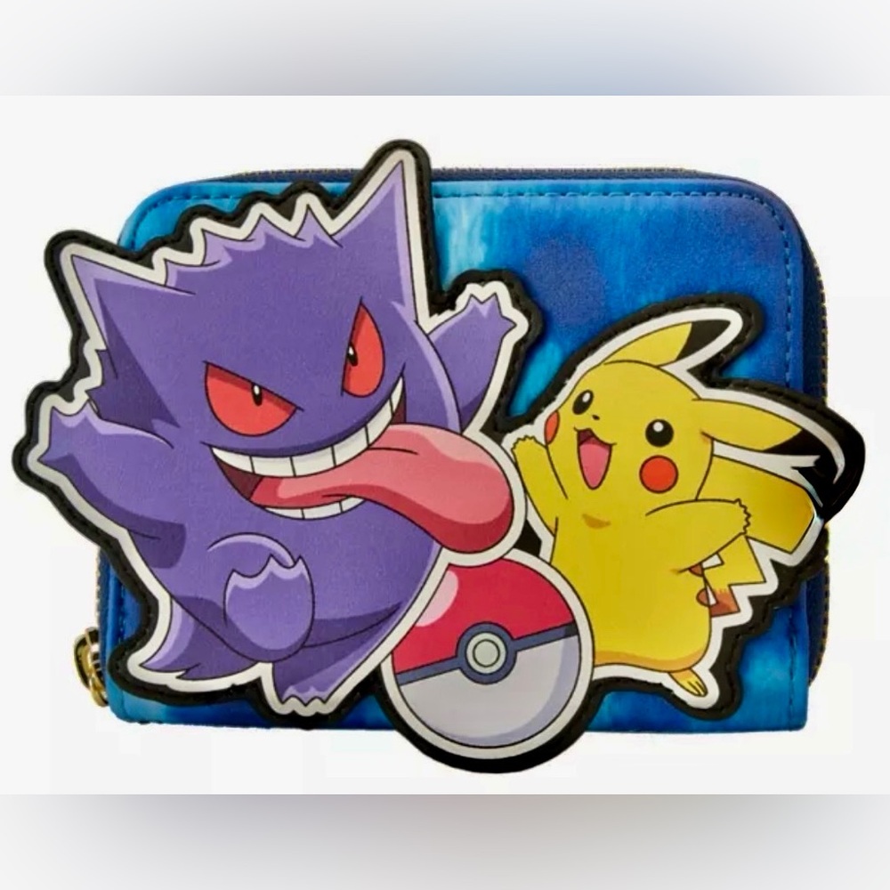 NEW Loungefly Pokémon Zip Wallet Pikachu Gengar Electric Ghost Poison